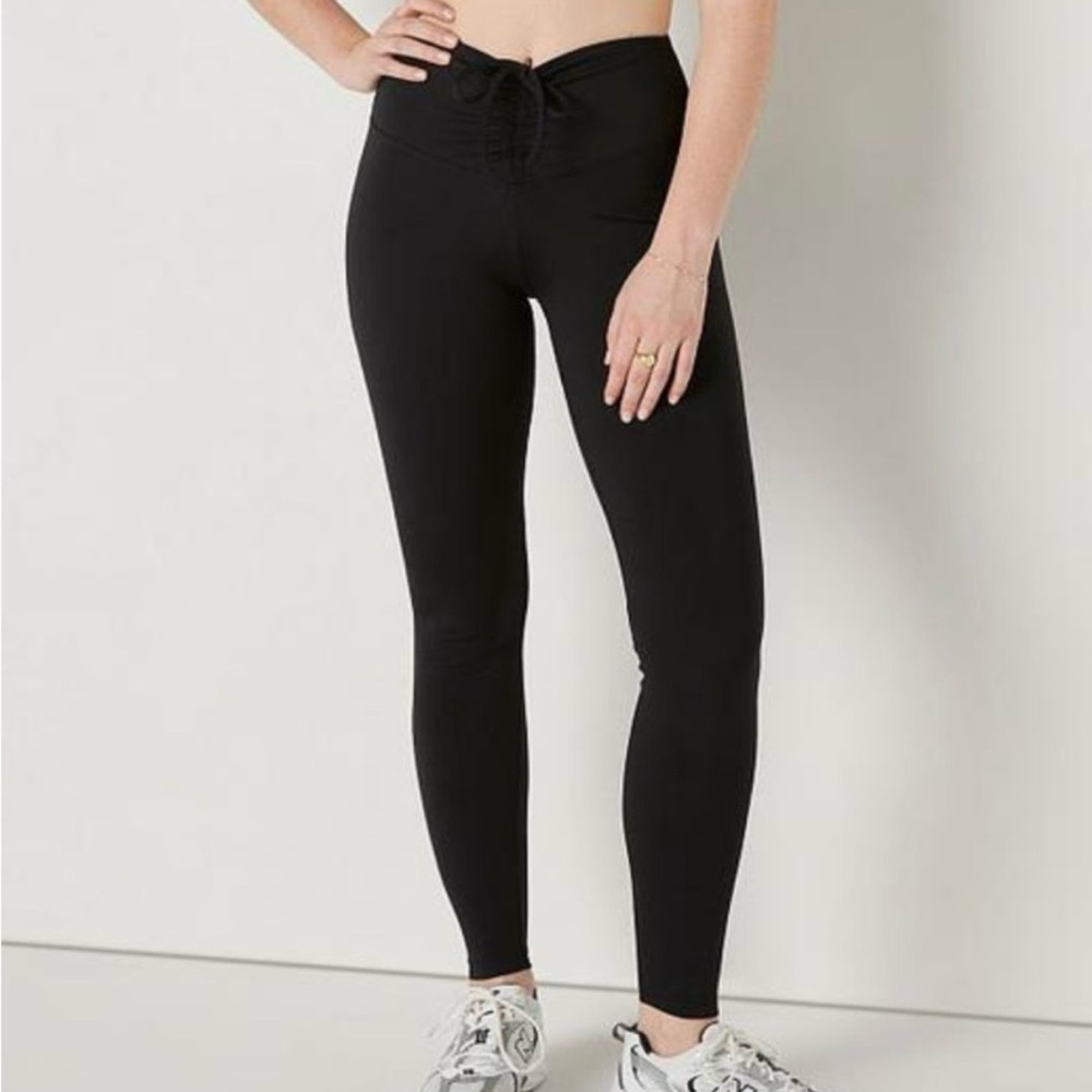 VS PINK Active Black Adjustable Waist Ruched Legging High Waist Full Length Sz M